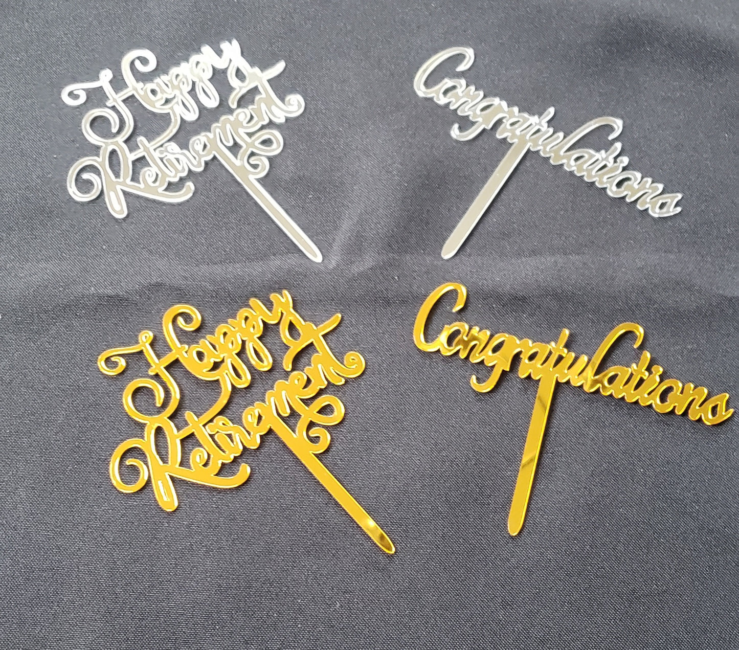 Happy Retirement/Congratulations Acrylic Cake Toppers