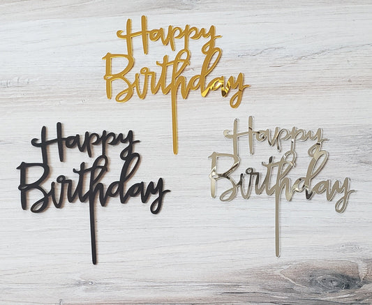 Happy Birthday Acrylic Cake Toppers (Script)